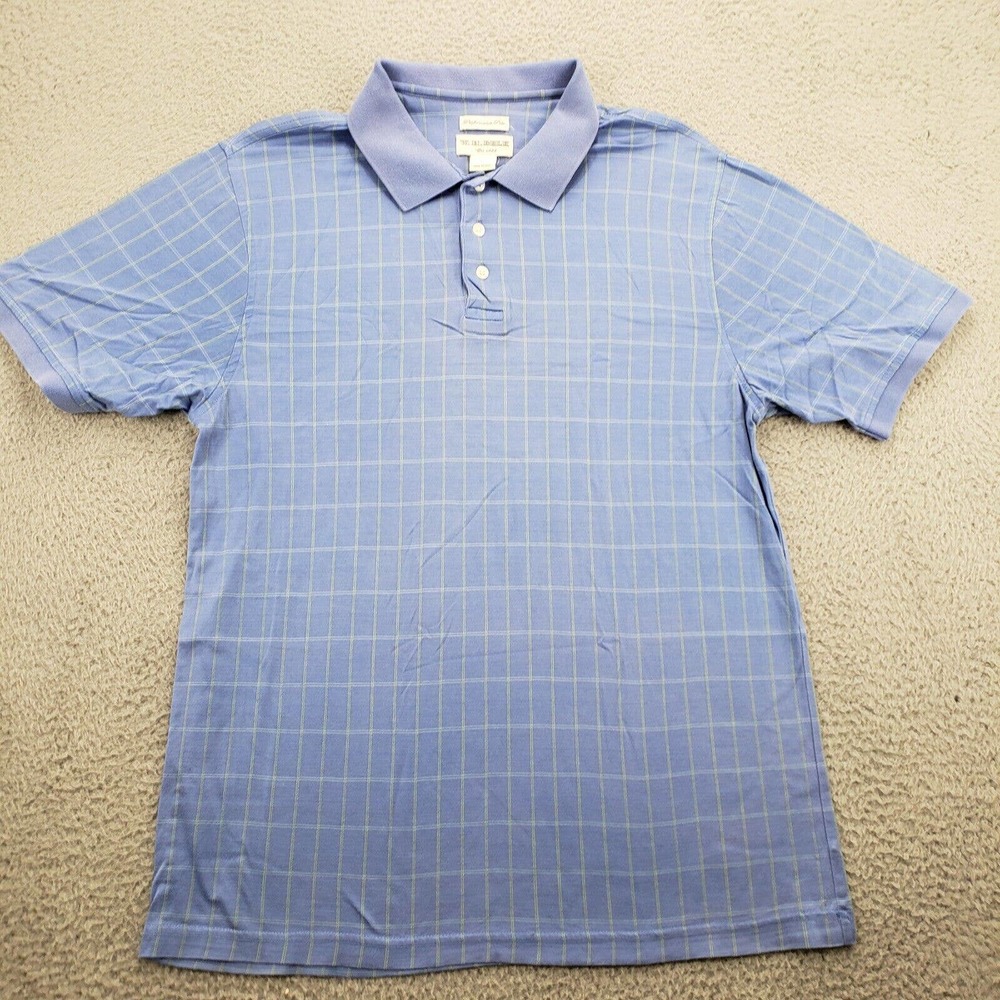 WH Belk‎ Shirt Mens Medium Blue Performance Polo Short Sleeve Golf Outdoors
